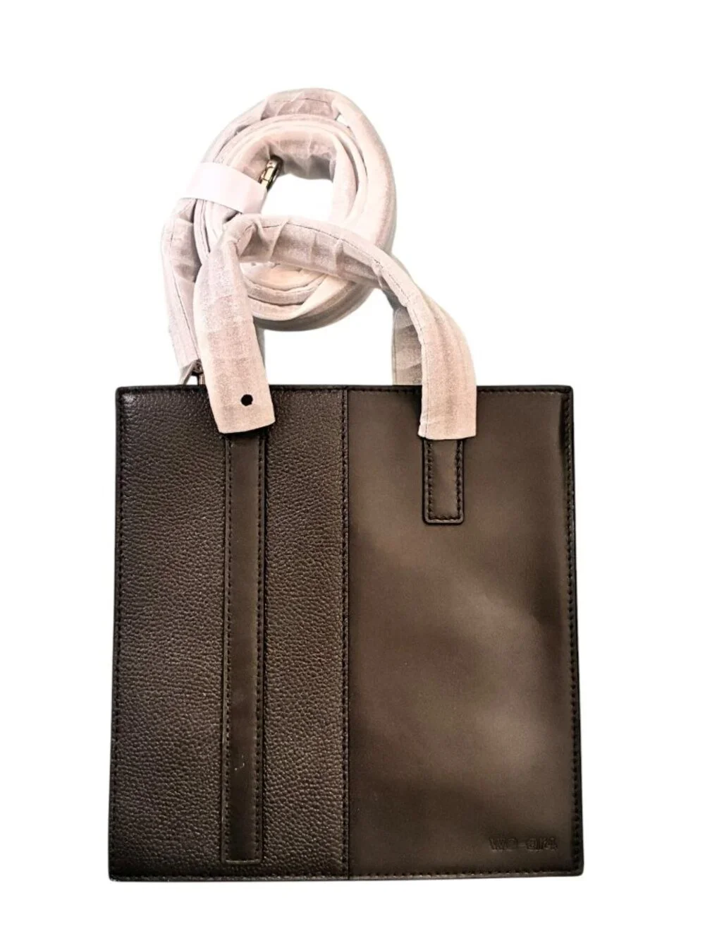 WE-AR4 The Bi Convertible Tote Bag Black Structured‎ Leather Strap & Handle NEW